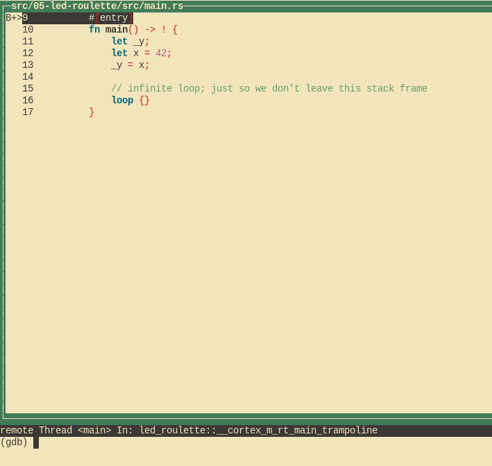 GDB セッション