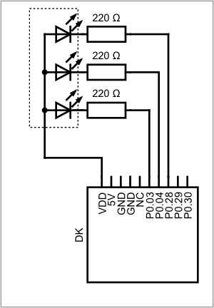 外部 RGB LED、コモンアノードの回路図