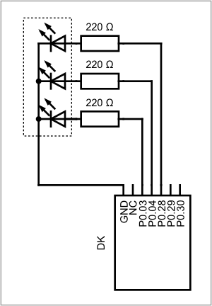 外部 RGB LED、コモンカソードの回路図