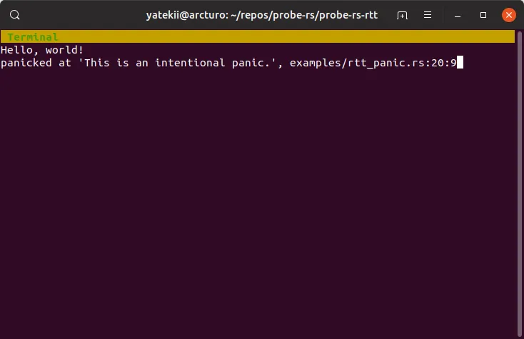 チャンネルにログ出力された panic の例