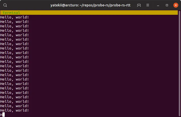 RTT 経由の Hello World 出力